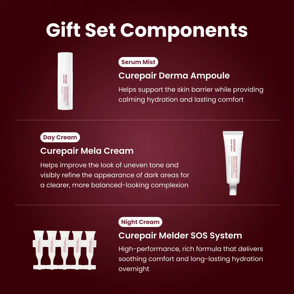 [KOPHER] Skin Barrier Repair Trio I Curepair Derma Serum Mist I Curepair 10GF Cream I Curepair Melder SOS Cream
